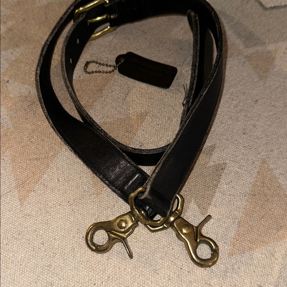 Coach Black Leather Replacement Strap Adjustable & Removable Hang Tag
